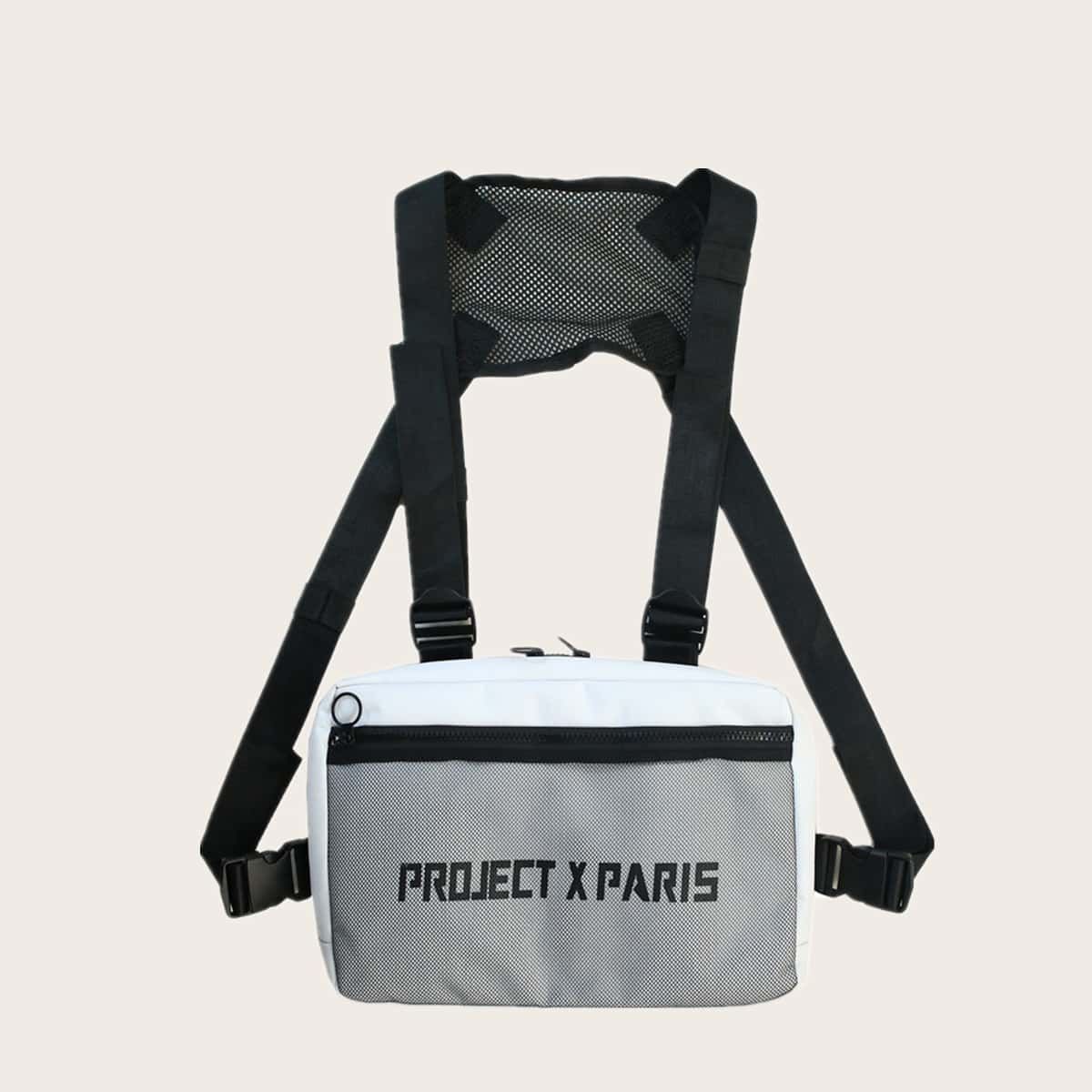 Guys Letter Graphic Chest Bag, White