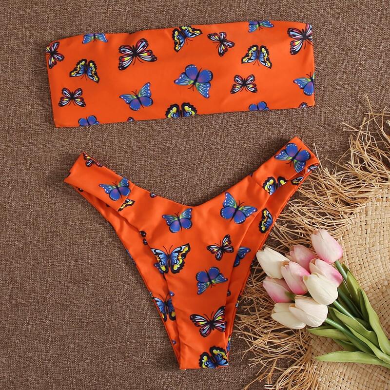 

Butterfly High Leg Bikini Swimsuit, Orange