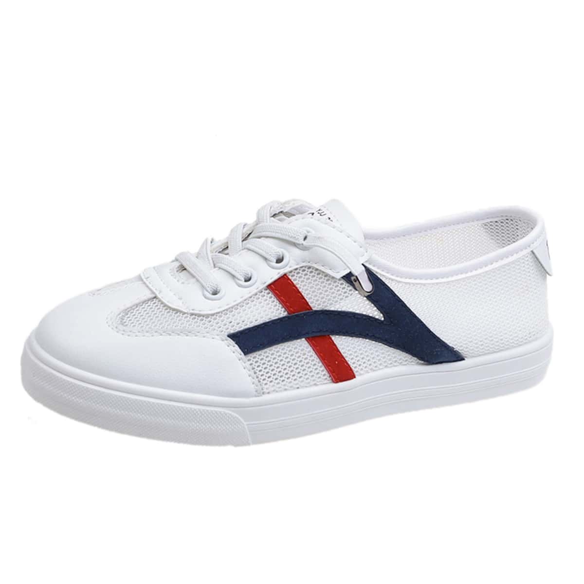 Lace-up Mesh Sneakers, White