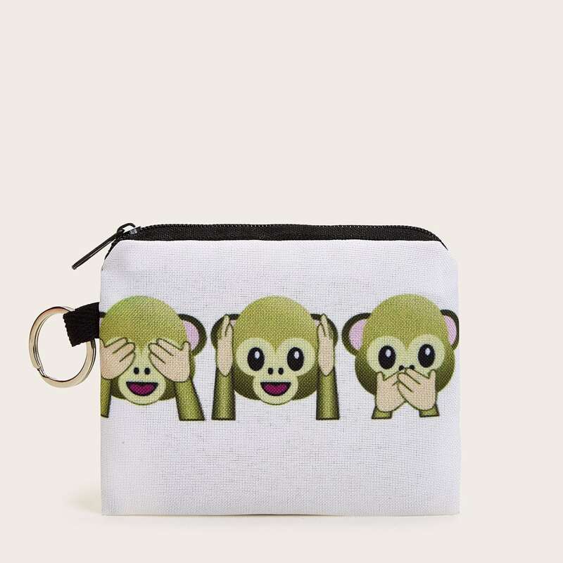 

Cartoon Print Purse, White