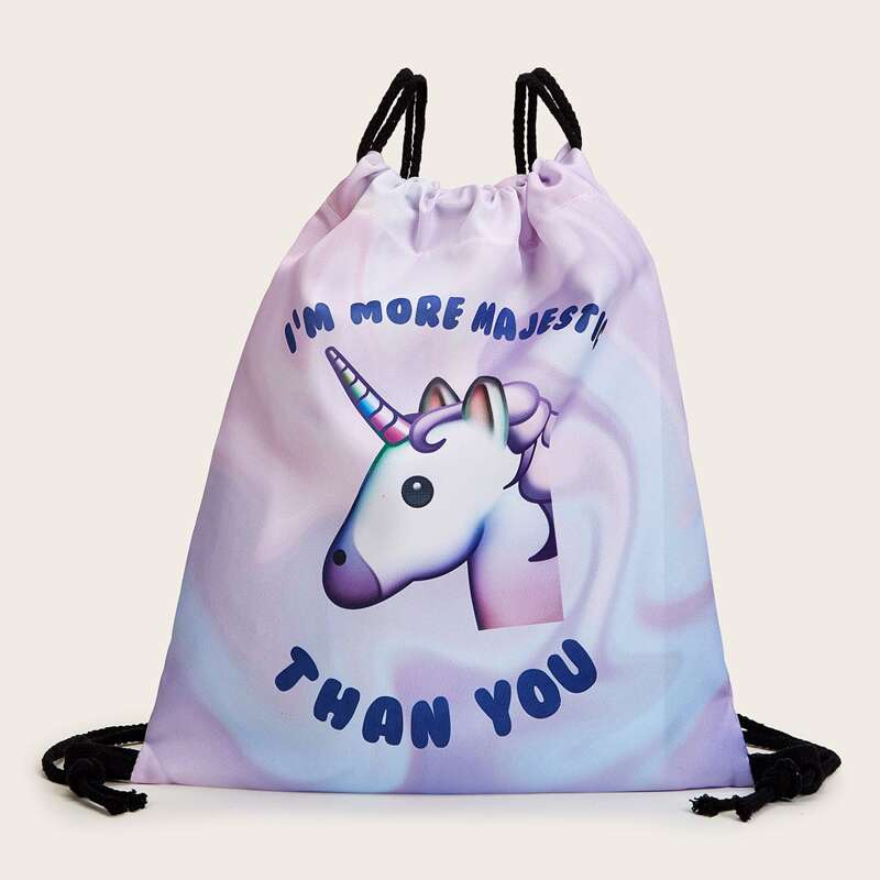 

Slogan & Unicorn Backpack, Multicolor