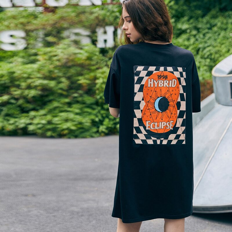 

Letter Graphic Tee Dress, Black