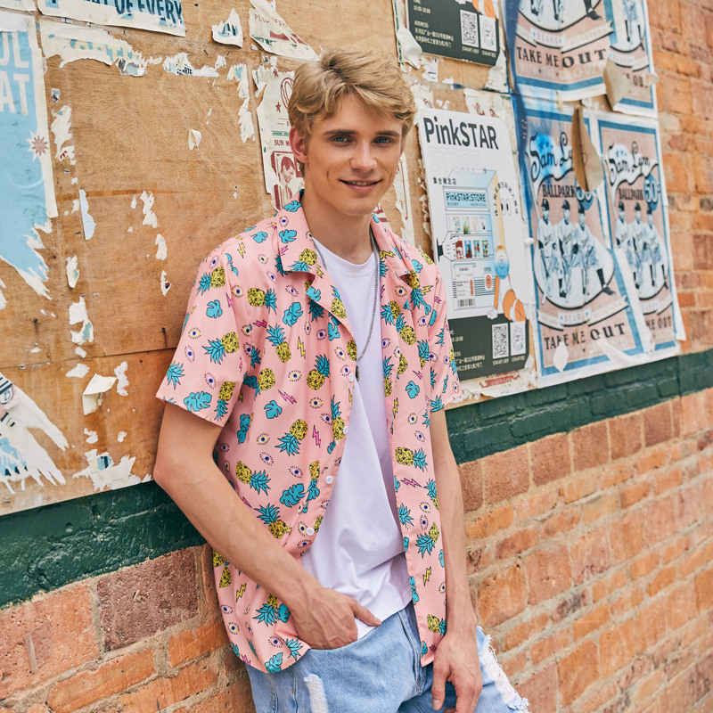 

Guys Pineapple Shirt, Pink
