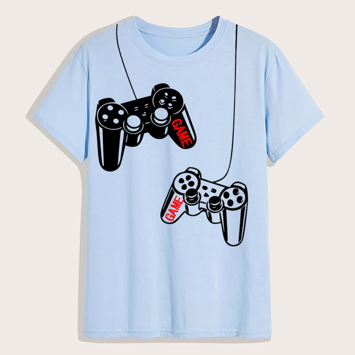 

Men Game Console Print Tee, Baby blue