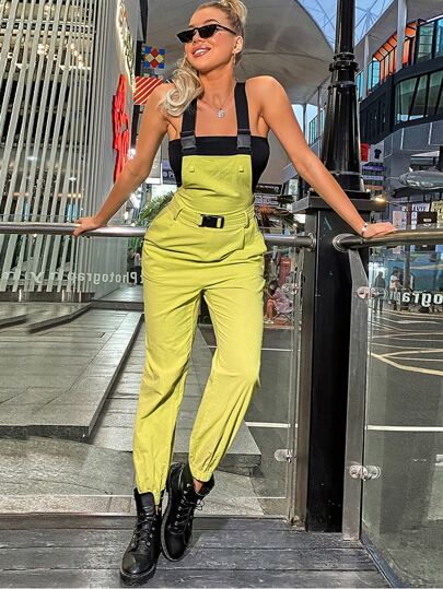 neon yellow overalls