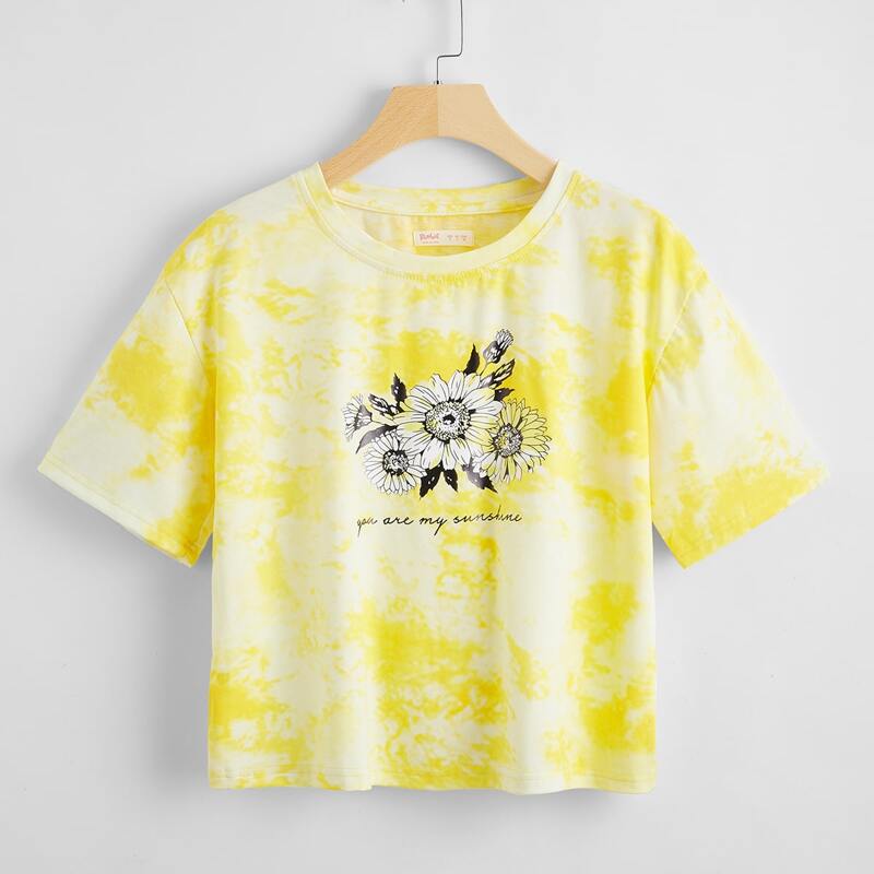 

Floral Tie Dye Tee, Yellow
