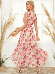 SHEIN VCAY Đầm Dây kéo Hoa Nhiều màu Boho - Nhiều màu - Xem 2