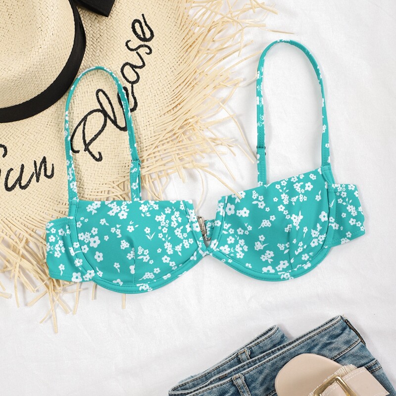 

Calico V-Wired Bikini Top, Mint blue