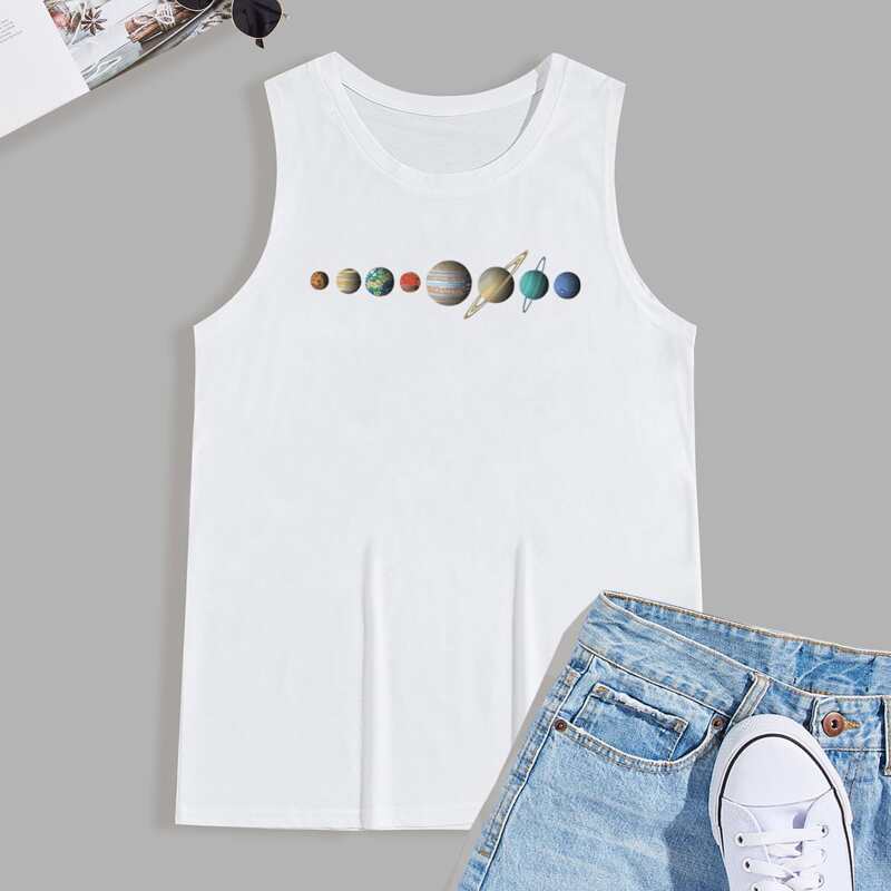 

Guys Planet Print Tank Top, White