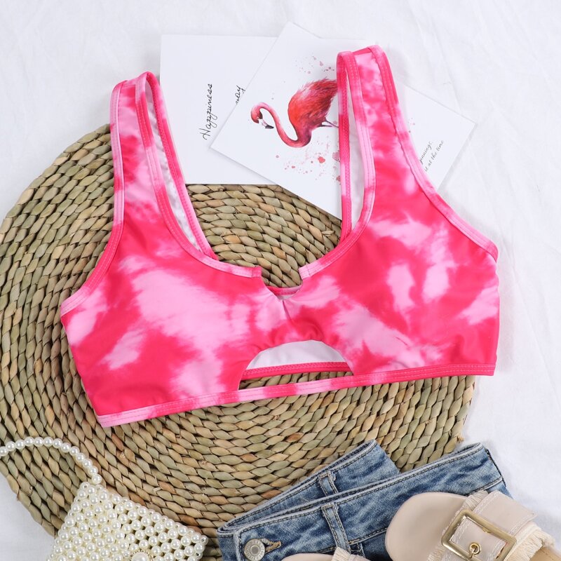 

Cut-out Detail Bikini Top, Hot pink