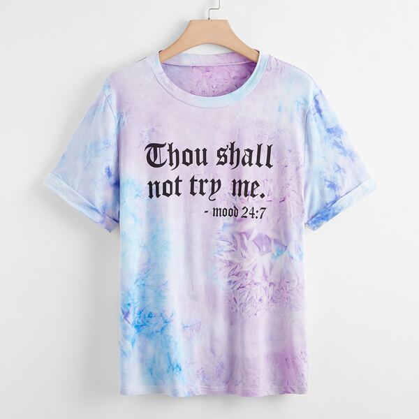 

Plus Tie Dye Slogan Graphic Tee, Multicolor