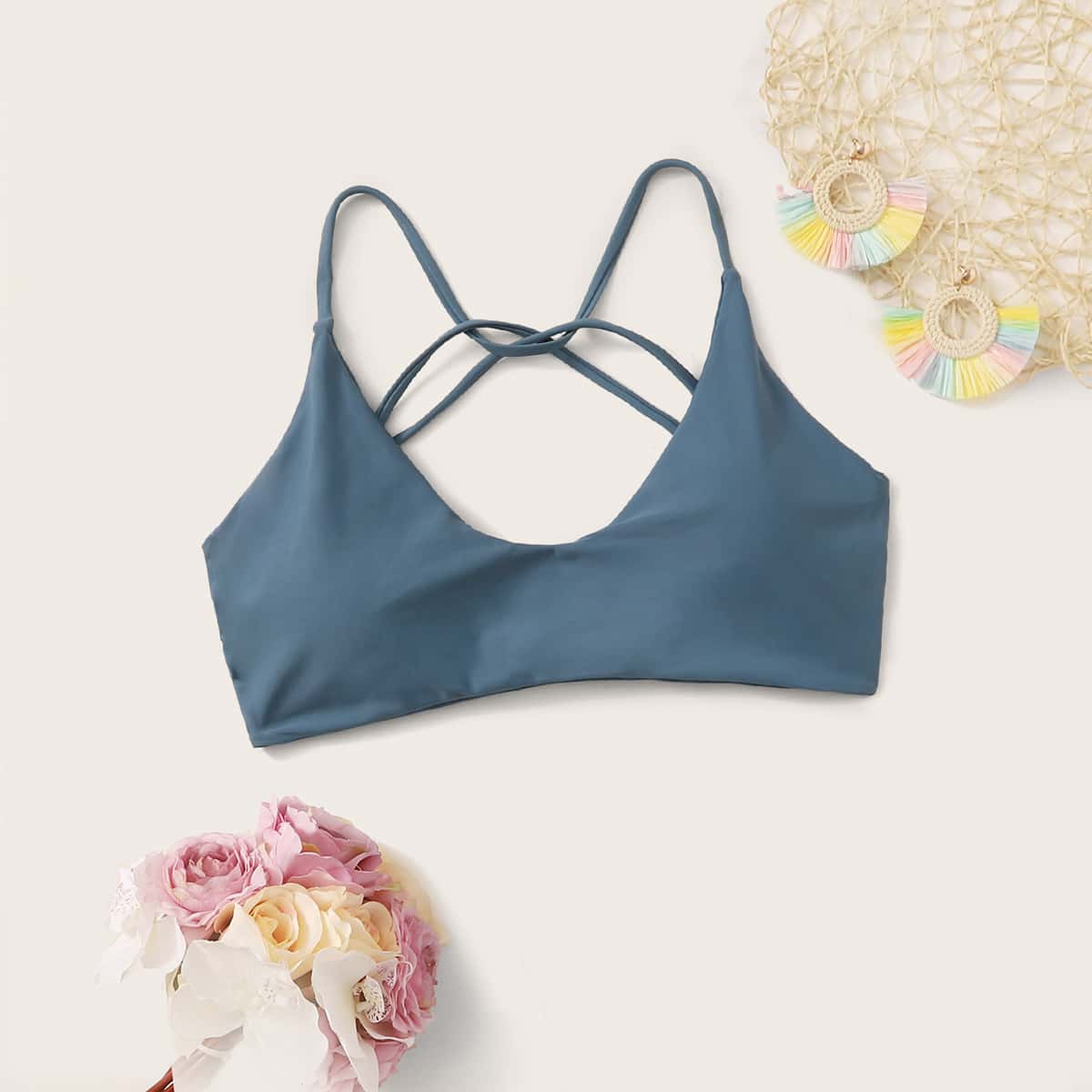 

Twist Back Bikini Top, Dusty blue