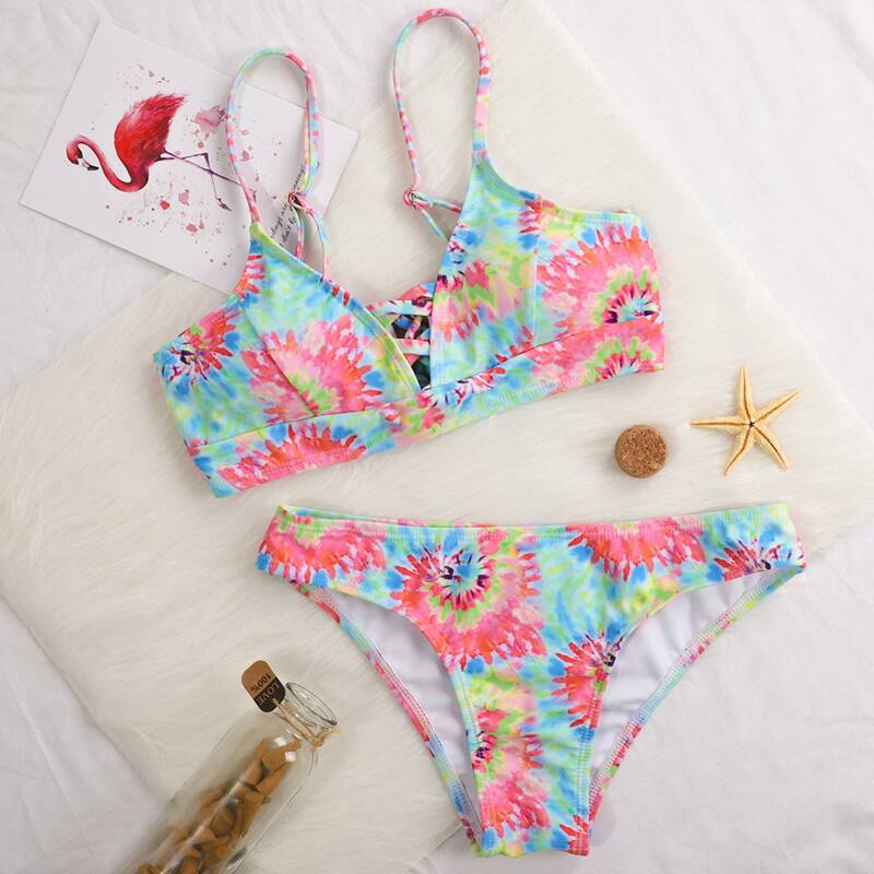 

Random Tie Dye Bikini Swimsuit, Multicolor