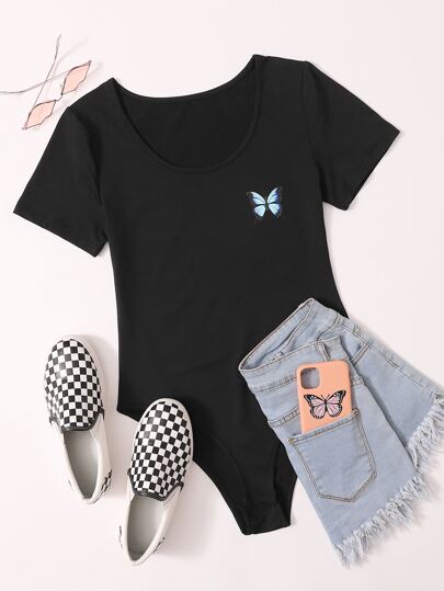 بدس سويت تي شيرت بطباعة فراشة