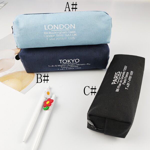 

1pc Letter Graphic Pencil Case, Multicolor
