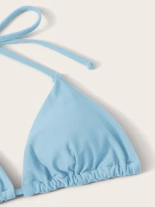 Conjunto de bikini Halter Triangle Tie Side para playa de verano - Celeste - View 4