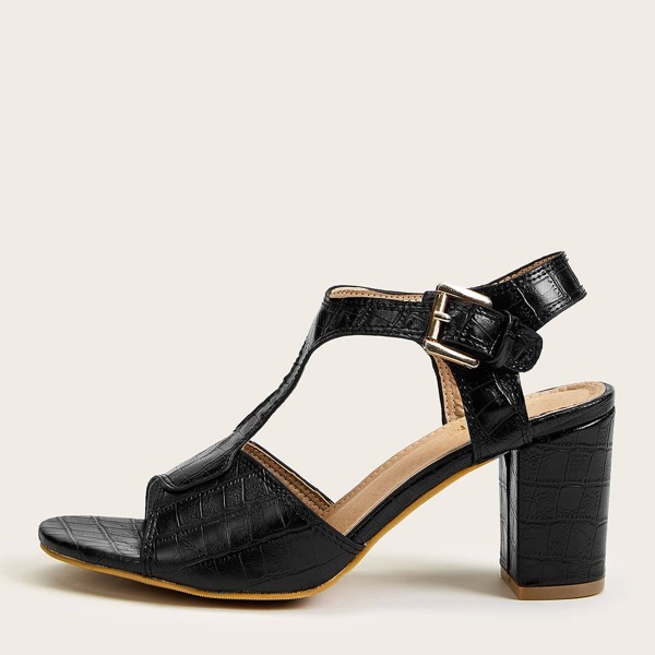 

Туфли с массивным каблуком и рельефным узором, Чёрный