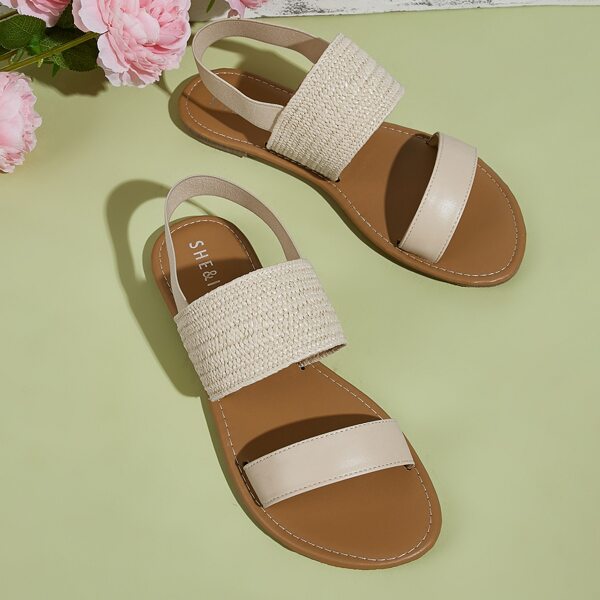 

Woven Band Slingback Sandals, Beige