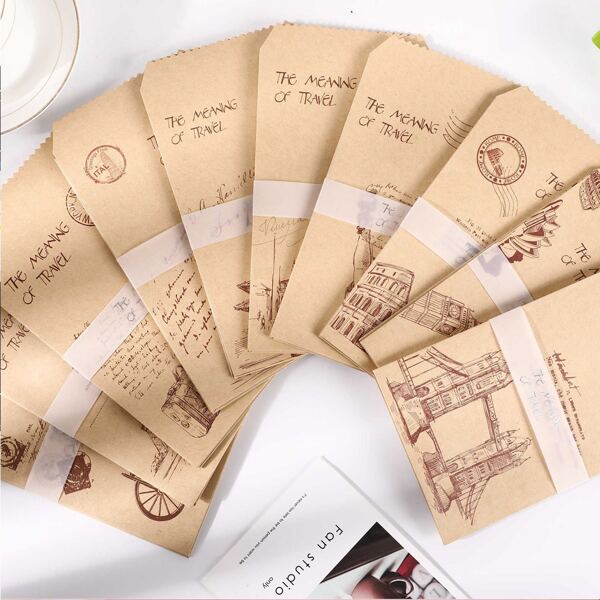 

5sheets Vintage Building Pattern Random Envelope, Brown