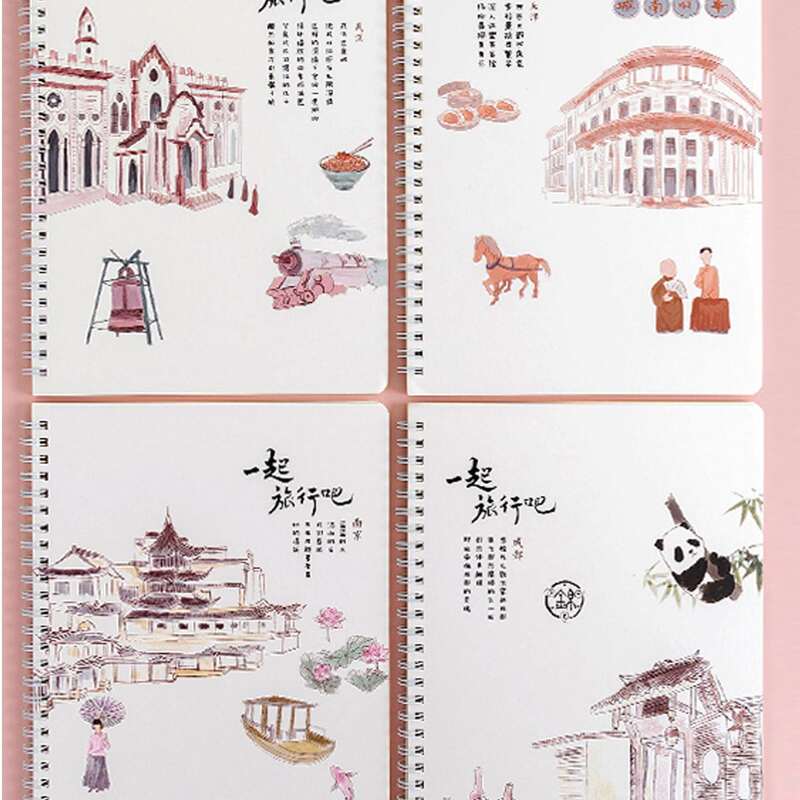 

1pack Building Print Cover Spiral Notebook, Multicolor