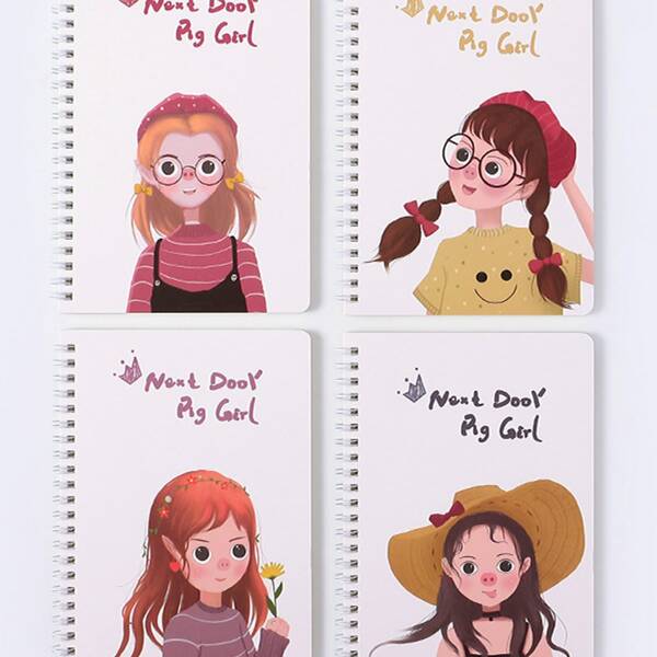

1pack Girl Print Cover Spiral Notebook, Multicolor