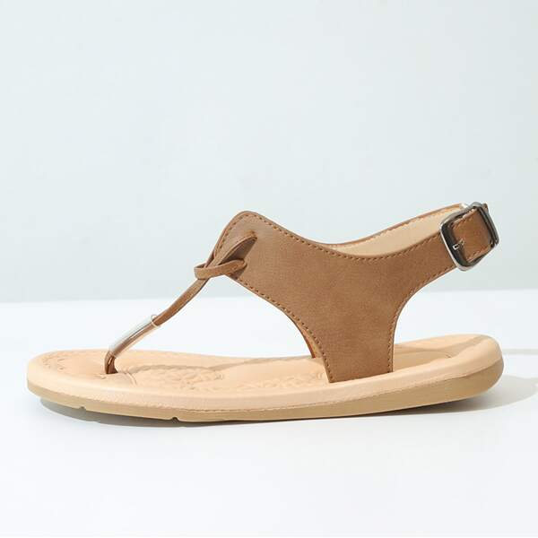 

Toe Post Pin Buckle Sandals, Brown