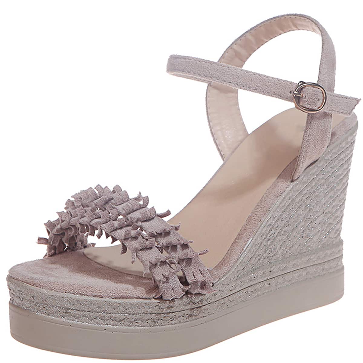 

Open Toe Ankle Strap Wedges, Pink