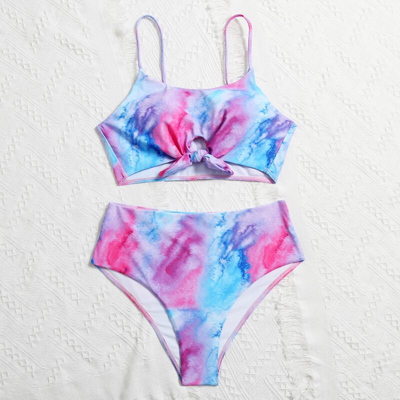 

Tie Dye High Waisted Bikini Swimsuit, Multicolor