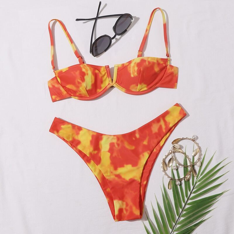 

Tie Dye V-Wired Bikini Swimsuit, Multicolor