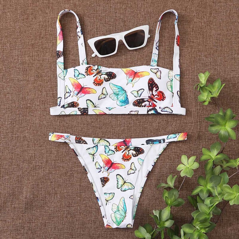 

Butterfly Print Bikini Swimsuit, Multicolor