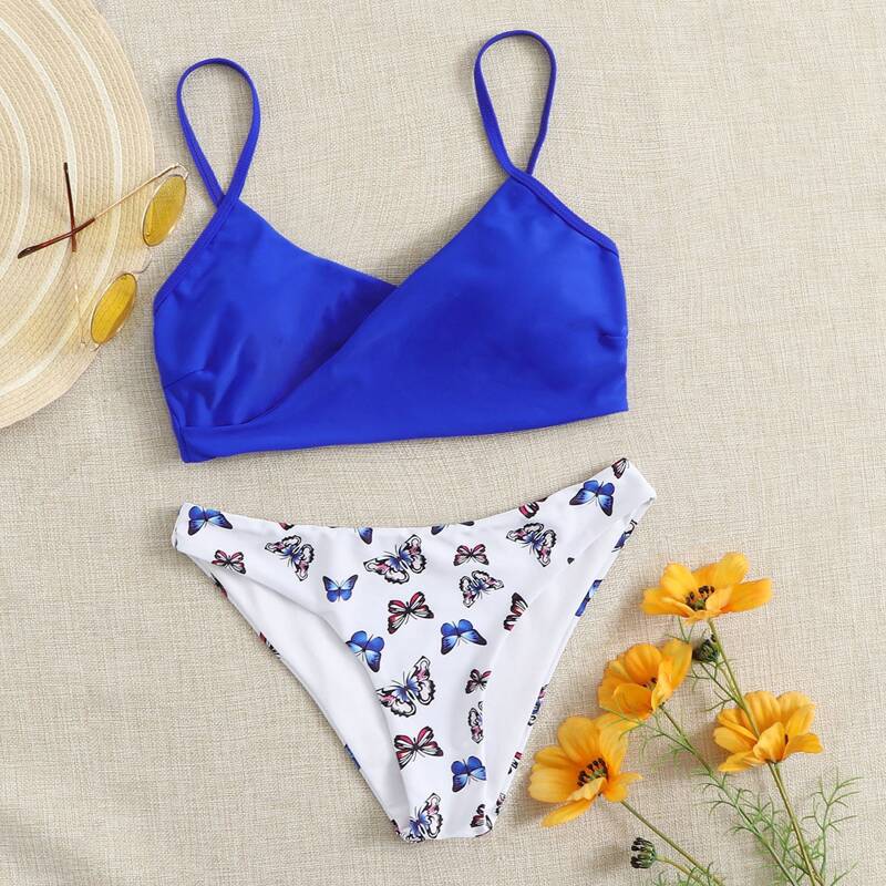 

Butterfly Print Bikini Swimsuit, Multicolor