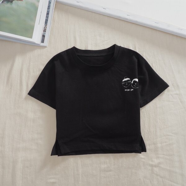 

Toddler Boys Cartoon & Letter Graphic Tee, Black