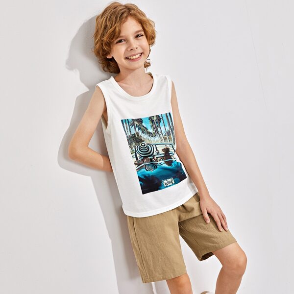 

Boys Tropical Print Tank Top & Shorts Set, Multicolor