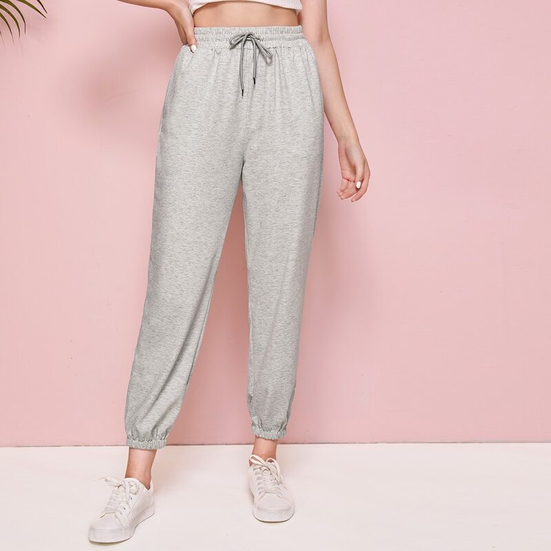 

Drawstring Waist Solid Sweatpants, Grey
