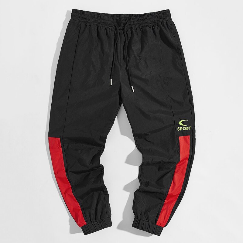 

Guys Drawstring Waist Letter Graphic Joggers, Black