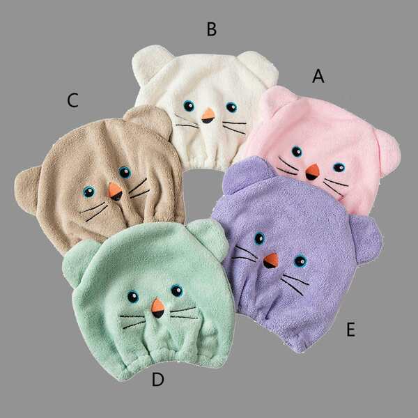 

1pc Cartoon Design Dry Hair Cap, Multicolor