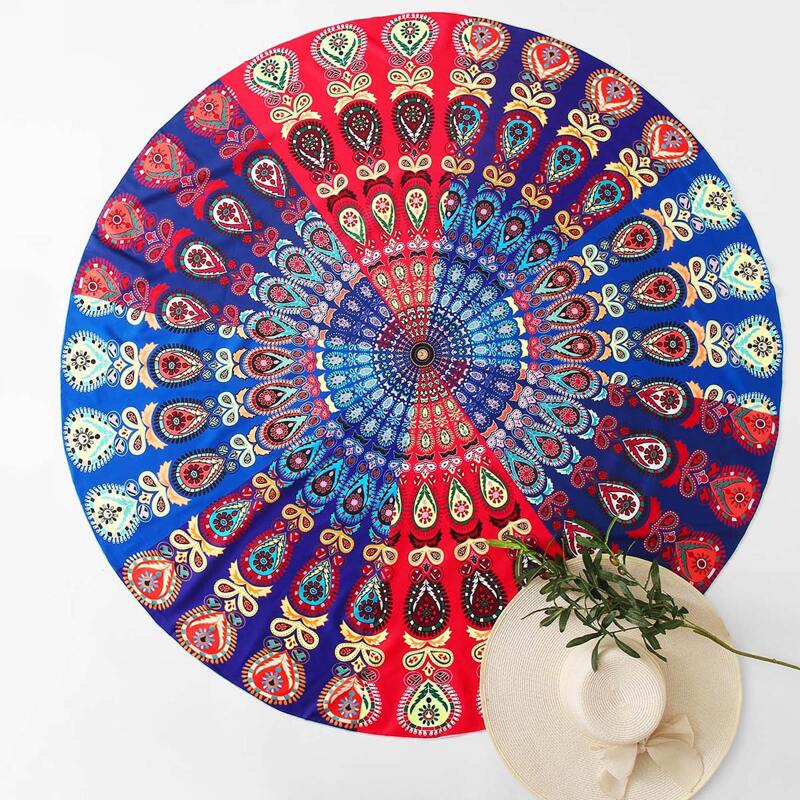

Tribal Print Round Beach Blanket, Multicolor