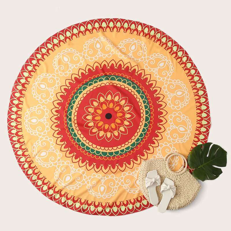 

Tribal Print Round Beach Blanket, Multicolor