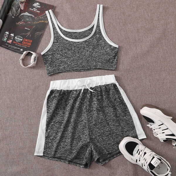 

Шорты и майка с контрастной отделкой, Темно-серый