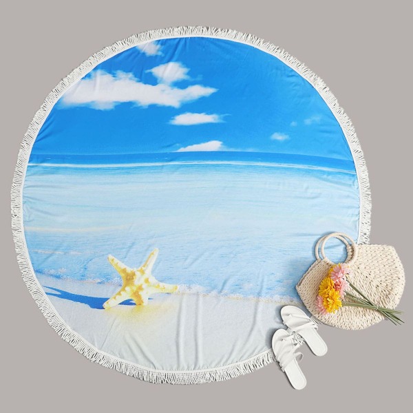 

Beach Pattern Round Beach Blanket, Multicolor