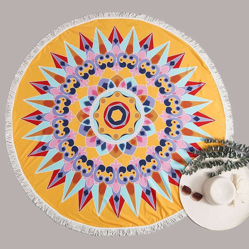 

Tribal Fringe Trim Beach Blanket, Multicolor