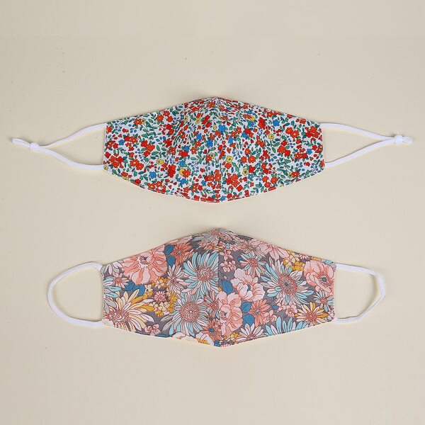 

2pcs Floral Pattern Face Mask, Multicolor