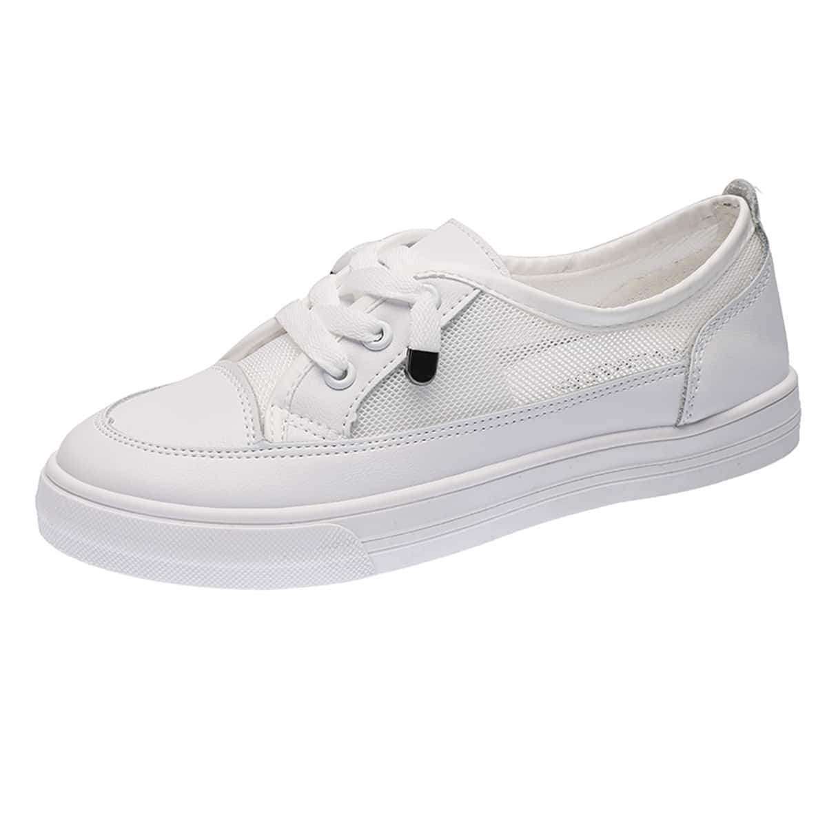 

Lace-up Mesh Sneakers, White
