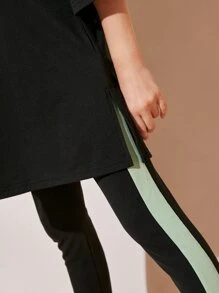 SHEIN Bộ hai mảnh Gái Sọc bên Khối Màu Nhiều màu Thể thao - Nhiều màu - Xem 5
