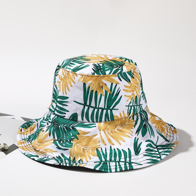 

Leaf Pattern Bucket Hat, Multicolor