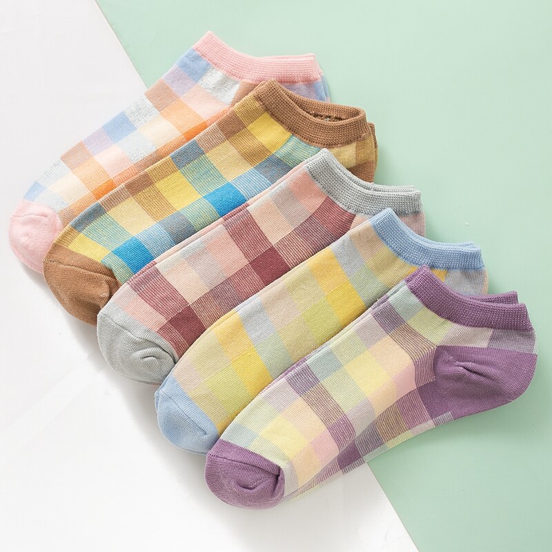 

5pairs Colorful Plaid Socks, Multicolor