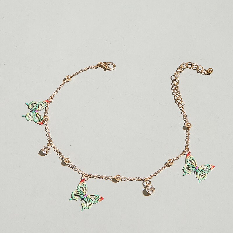 

Butterfly Charm Anklet, Green