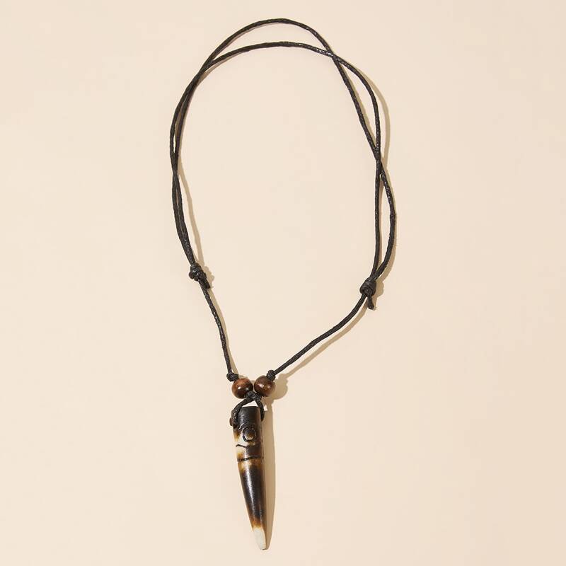 

Tooth Pendant Necklace, Brown