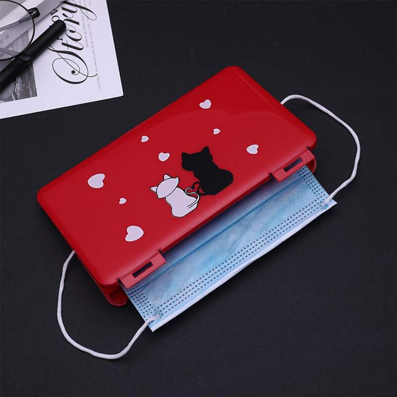 

Cat Print Face Cover Storage, Red