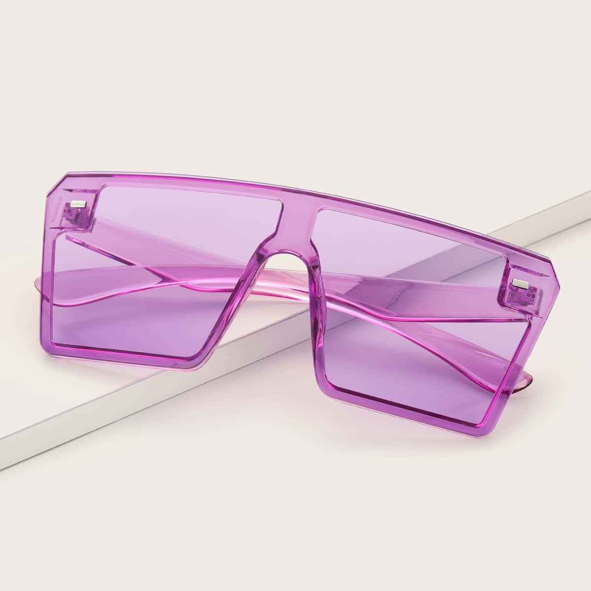 

Flat Top Shield Sunglasses, Purple